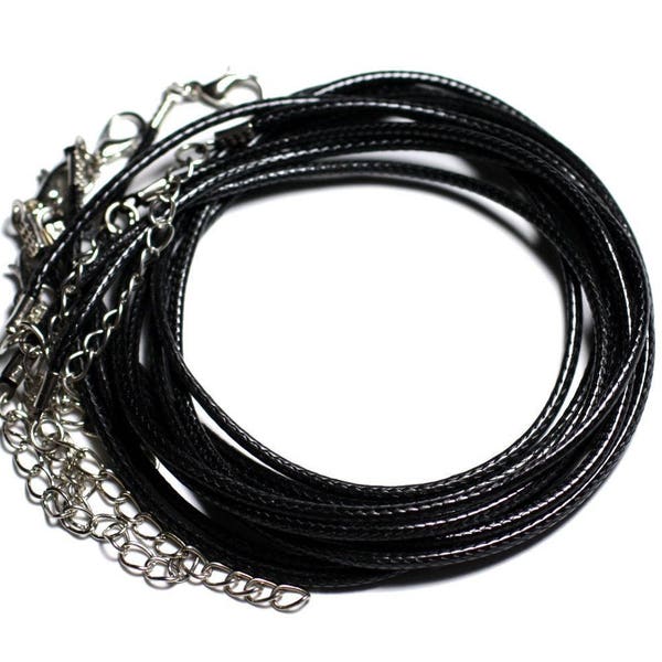 100pc - Findings Accessories Necklaces Chokers 45cm Waxed Cotton 1.5mm Black