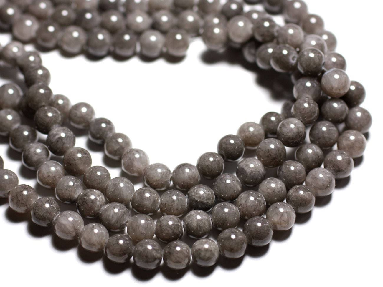 Fil De Perles En Jade Rouge Vif 8mm - 39 Cm, Environ 46 Perles - Neuf Pour Création Bijoux