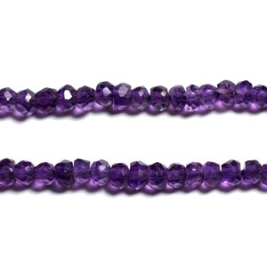 String 32cm 115pc approx - Stone Beads - Amethyst Faceted Rondelles 2-3mm Purple