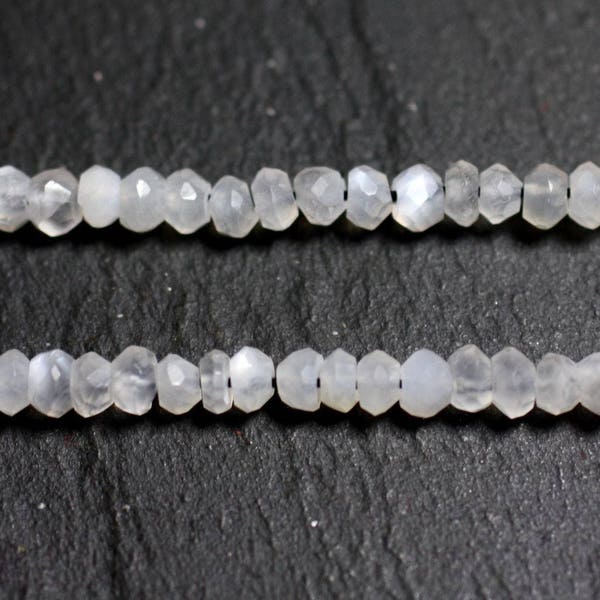 10pc - Oriental Moonstone Faceted Rondelle Beads 3-4mm white gray iridescent - 4558550090317