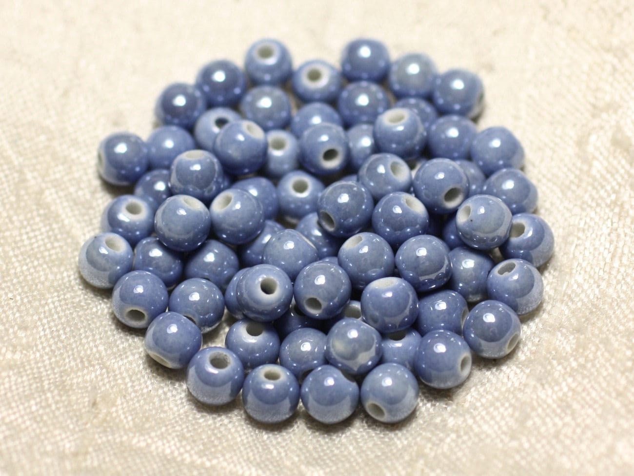 Perles En Céramique Porcelaine - Boules 6mm Blanc - Lot De 20 Pièces - Neuf - Réf. 7427039737760