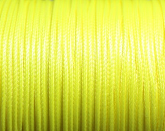 Bobine 180 metres environ - Fil corde cordon coton ciré enduit 1.5mm jaune fluo