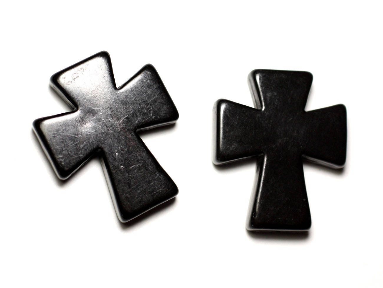 Black Synthetic Turquoise Cross Beads Mini Cross Beads Loose