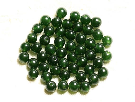 20 Perles En Pierre De Jade - Boules 6mm Couleur Jaune Orange Safran - Pour Bijoux DIY - Neuf