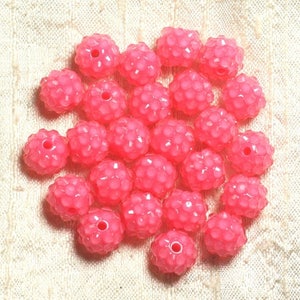 5pc - Resin Shamballas Beads 12x10mm Pink and Transparent 4558550009333