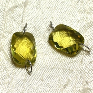 1 szt. - Kamień i koralik ze srebra próby 925 - Fasetowany prostokąt Cytrynowy topaz 14x10mm 4558550001573