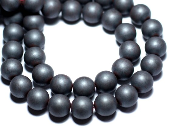 20pc Hematite Stone Beads Balls 6mm Matt Gray Frosted Sand