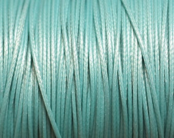 5 Meters - Waxed Cotton Cord Cord Thread 1mm Pastel Turquoise Blue - 4558550026262