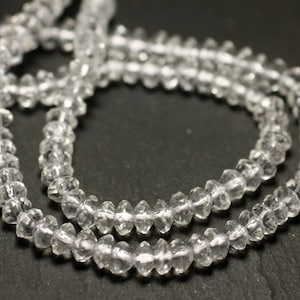 10pc - Stone Beads - Rock Crystal Quartz Faceted Rondelles 5x3mm 4558550009180