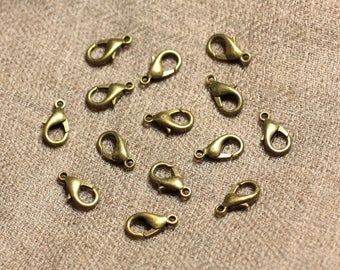 20pc - Fermoirs Mousquetons Métal Bronze Qualité 12mm - 4558550030863