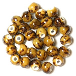100 Stück – Kugeln aus Porzellan-Keramikperlen, 10 mm, gelbes Ockerbraun