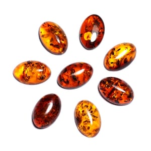 1pc - Cabochon Pierre Ambre naturelle baltique Ovale 8x6mm Cognac Orange - 7427039731904