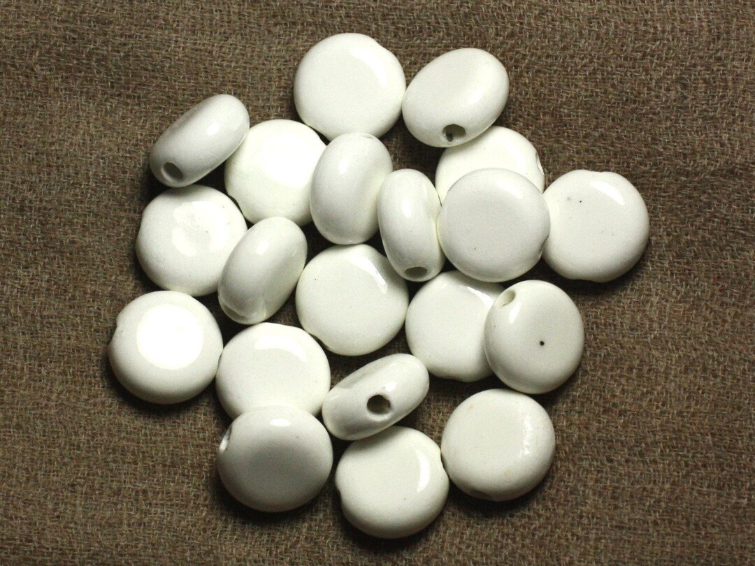 Perles En Céramique Porcelaine - Boules 6mm Blanc - Lot De 20 Pièces - Neuf - Réf. 7427039737760