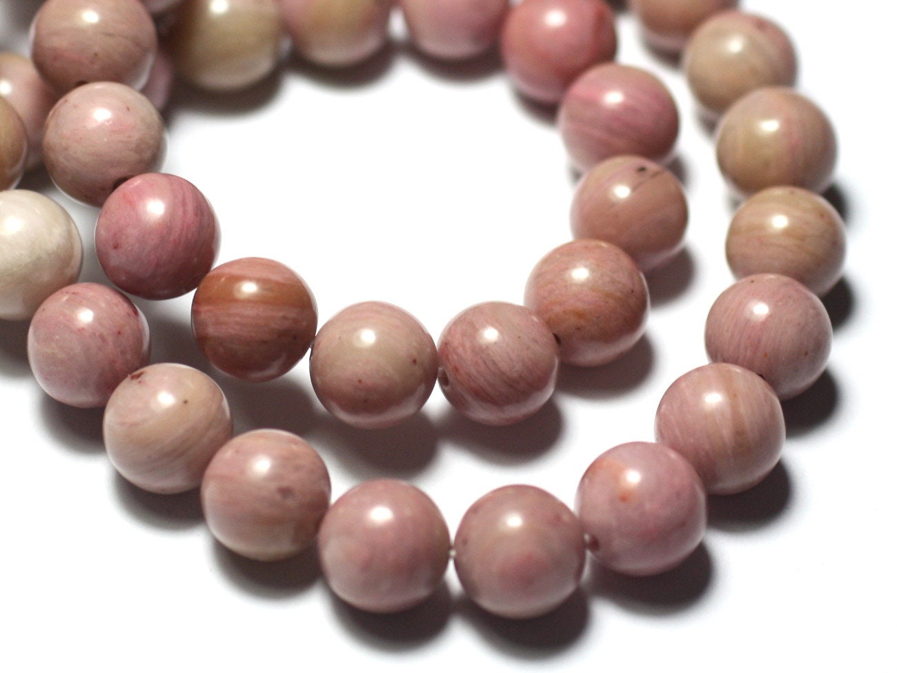 Fil De Perles En Quartz Rose Boules 8mm - 46 Pièces Env. 39 Cm - Fait Main