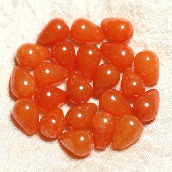 4pc - Stone Beads - Jade Drops 14x10mm Carrot Orange - 4558550002327