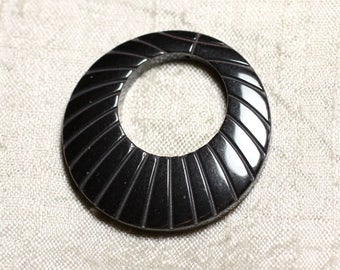 Stone Donut Pendant - Engraved Hematite 39mm with drilling - 4558550032638