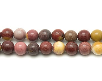 Thread 39cm approximately 63pc - Multicolored Mokaite Jasper Stone Beads 6mm balls