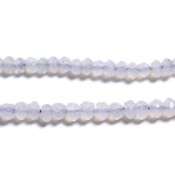 Strand 34cm 180pc approx - Stone Beads - Chalcedony Faceted Rondelles 2-3mm white light sky blue pastel