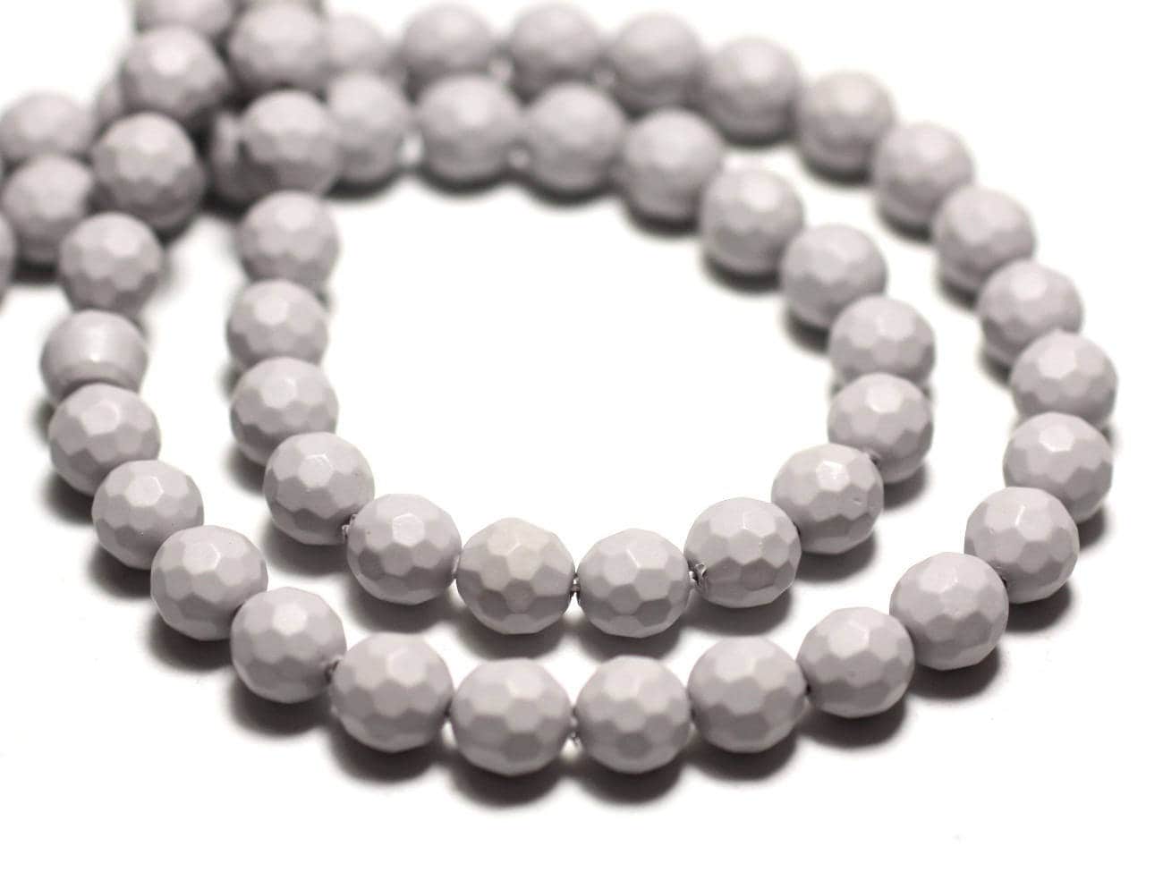 Perles Coquillage Nacré - 20 Pièces Boules 4mm Blanc Irisé - DIY Bijoux Créatifs