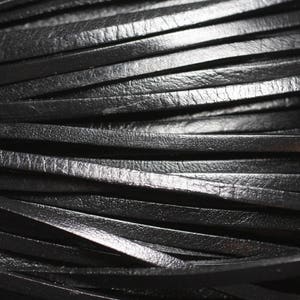 4 metri - Cordoncino Cordino in Vera Pelle Cordoncino Piatto 3mm Nero - 4558550019578
