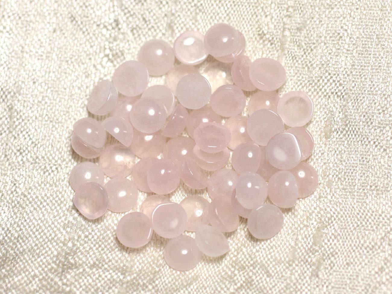 2pc - Round Rose Quartz Stone Cabochon 6mm Transparent Light 2pc - Round Rose Quartz Stone Cabochon 6mm Transparent Light