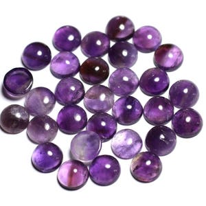 1pc - Cabochon Pierre Améthyste Rond 10mm Violet Mauve blanc - 8741140000025