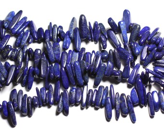 Nić 39cm 90szt. ok. - Koraliki kamienne - Koraliki nasienne Lapis Lazuli Wióry Patyczki 10-22mm Królewski niebieski Noc Złoty