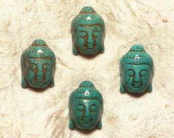 2pc - Buddha Bead 29mm Turquoise Synthesis Blue Turquoise 4558550004048