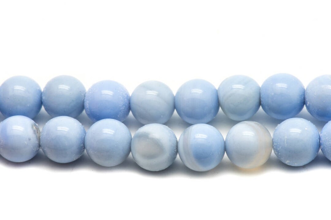 Perles en pierre naturelle en Apatite bleue en 8 mm - Les bijoux de Théa