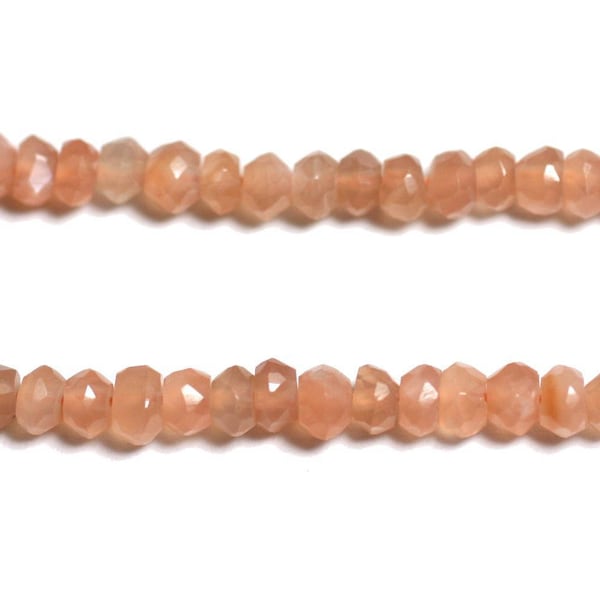 10pc - Moonstone Faceted Rondelle Beads 3-4mm Pink Orange iridescent pastel - 4558550090386