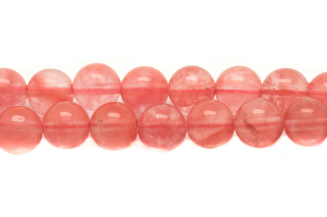 20 Perles En Quartz Cerise 6mm - Couleur Rose Corail Pêche - Pour Création De Bijoux DIY