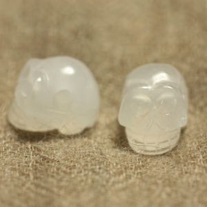 1pc - White Jade Stone Bead - Skull Skull 14x10mm Side Drilling 4558550025647
