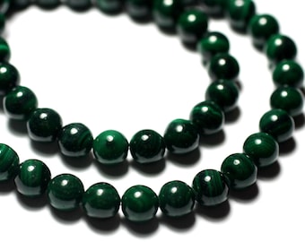 Wire 39cm 110pc approx - Stone beads - Natural green malachite Balls 3mm