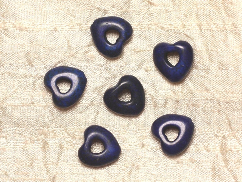 10pc Perles Turquoise synthèse Coeurs 15mm Bleu nuit 4558550031105 image 1