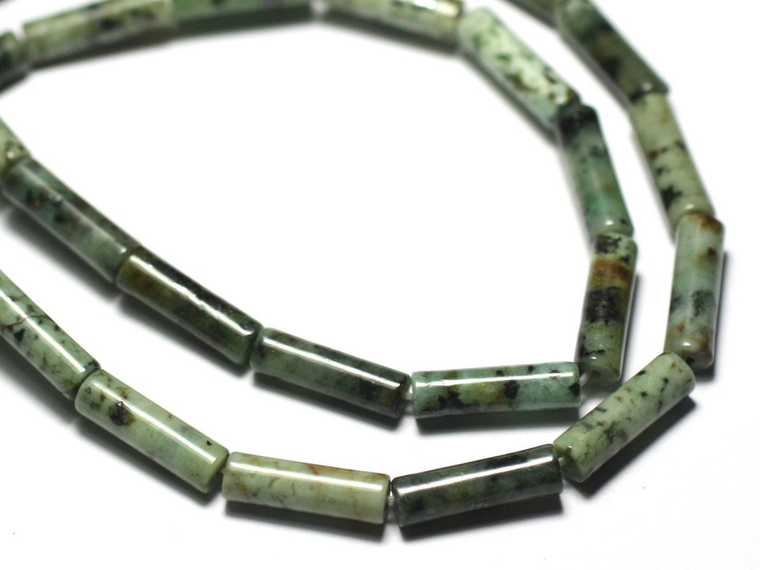 Lot De 4 Perles Tubes En Turquoise Naturelle D'Afrique - 13x4 Mm, EAN 8741140029002, Neuf