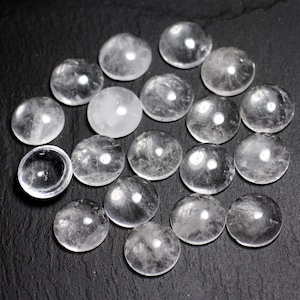 1pc - Cabochon Pierre - Cristal de Roche Quartz Rond 25mm blanc transparent - 7427039735421