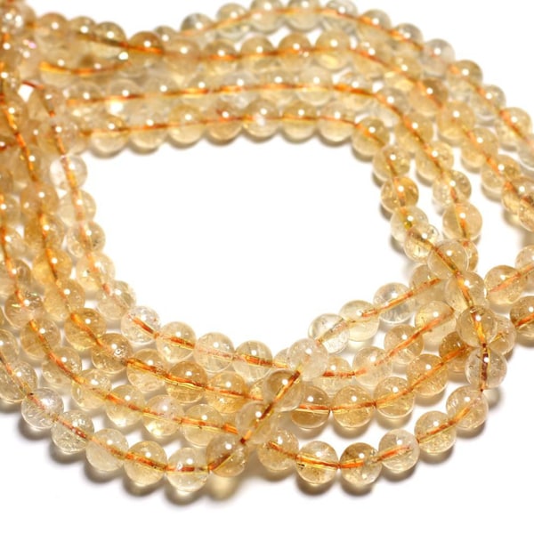 Fil 39cm 45pc env - Perles Pierre - Citrine Boules 8mm jaune clair transparent