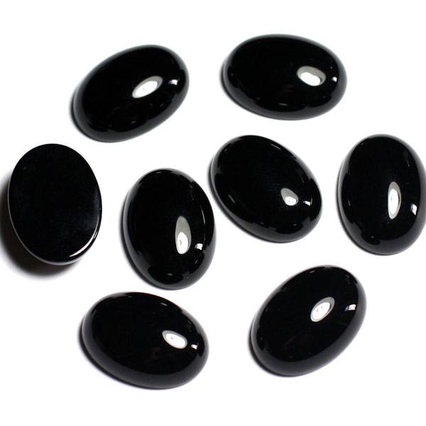 2pc - Cabochon Pierre Onyx noir Ovale 14x10mm - 7427039743266