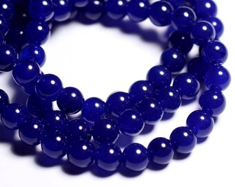 Thread 39cm 48pc approx - Stone Beads - Jade Balls 8mm Midnight Blue