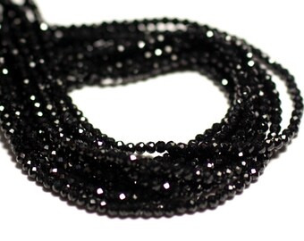 40pc - stone beads - black spinel faceted ball 2mm - 8741140015968
