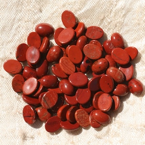 2pc - Cabochons Pierre Jaspe Rouge Ovales 10x8mm rouge marron brique - 7427039741866
