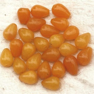 4 Stück – Jade-Steinperlen-Tropfen, 14 x 10 mm, orange-gelber Safran – 4558550020505