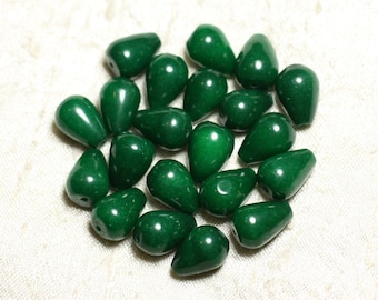 4pc - Perles Pierre - Jade Gouttes 14x10mm Vert Empire - 4558550002297