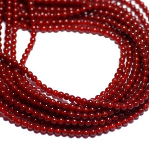 Thread 39cm 180pc approx - Stone Beads - Carnelian Balls 2mm