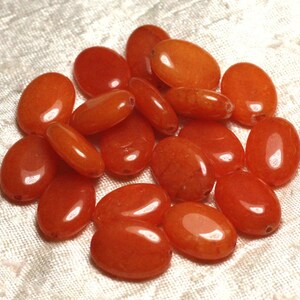 2pc - Oval Jade Stone Beads 18x13mm Orange - 4558550015365