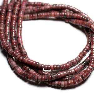 20pc - Stone Beads - Rhodonite Rondelles Heishi 4x2mm pink gray black - 4558550081919