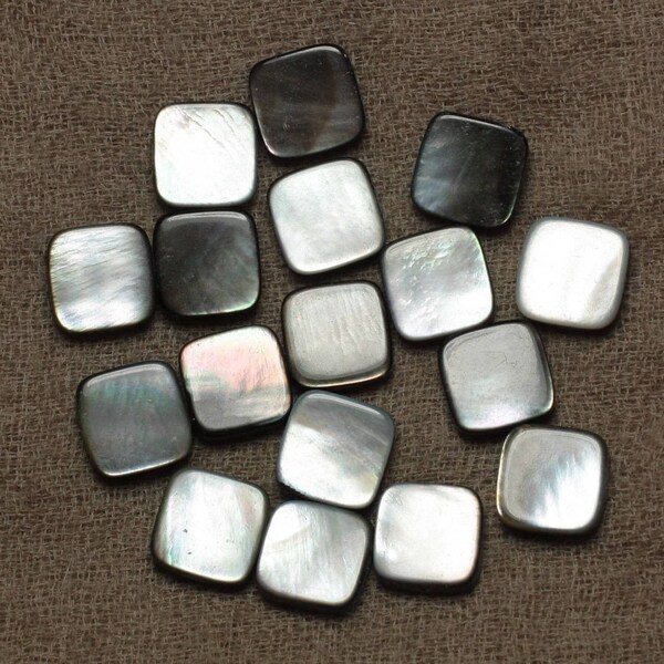 4pc - Perles Nacre Noire naturelle Carrés 12mm - 4558550033550