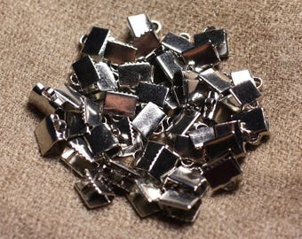 10pc - Apprets Accessoires Embouts à rabattre griffes métal argenté Rhodium 7x5mm - 4558550010759