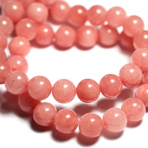 5pc - Perline di pietra - Palline di giada 10mm Pesca rosa corallo - 7427039739535