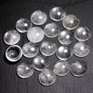 1pc - Cabochon Pierre - Cristal de Roche Quartz Rond 15mm blanc transparent - 7427039741194